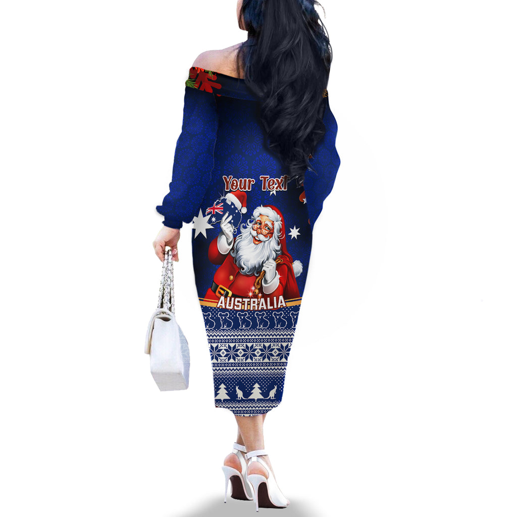 personalised-christmas-in-july-off-the-shoulder-long-sleeve-dress-happy-santa-claus-with-australia-map-blue-style