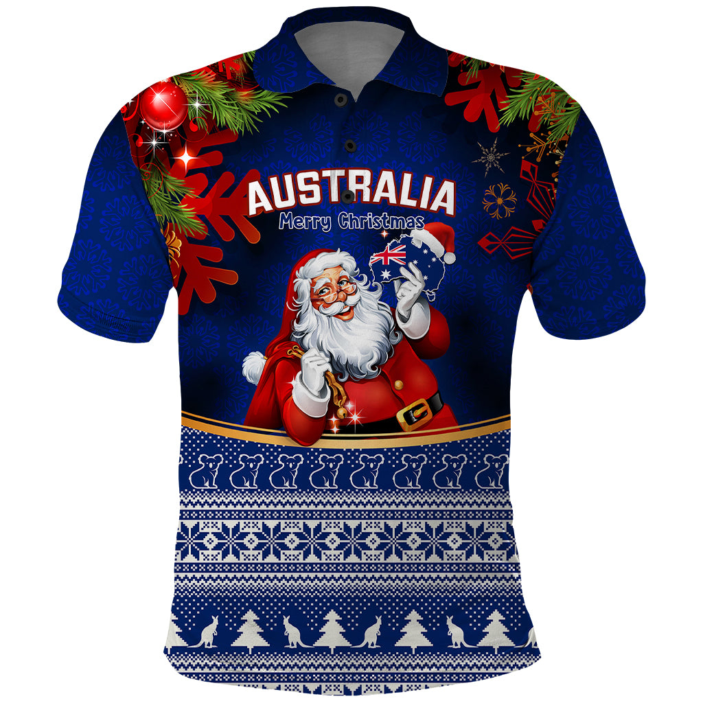 personalised-christmas-in-july-polo-shirt-happy-santa-claus-with-australia-map-blue-style