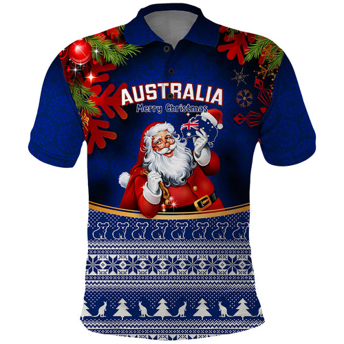 personalised-christmas-in-july-polo-shirt-happy-santa-claus-with-australia-map-blue-style