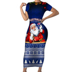 personalised-christmas-in-july-short-sleeve-bodycon-dress-happy-santa-claus-with-australia-map-blue-style