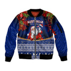personalised-christmas-in-july-sleeve-zip-bomber-jacket-happy-santa-claus-with-australia-map-blue-style