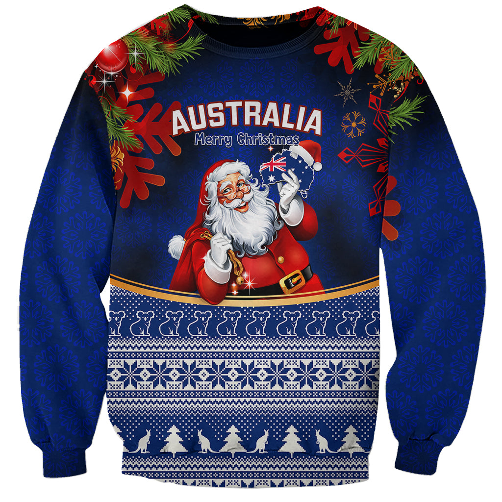 personalised-christmas-in-july-sweatshirt-happy-santa-claus-with-australia-map-blue-style