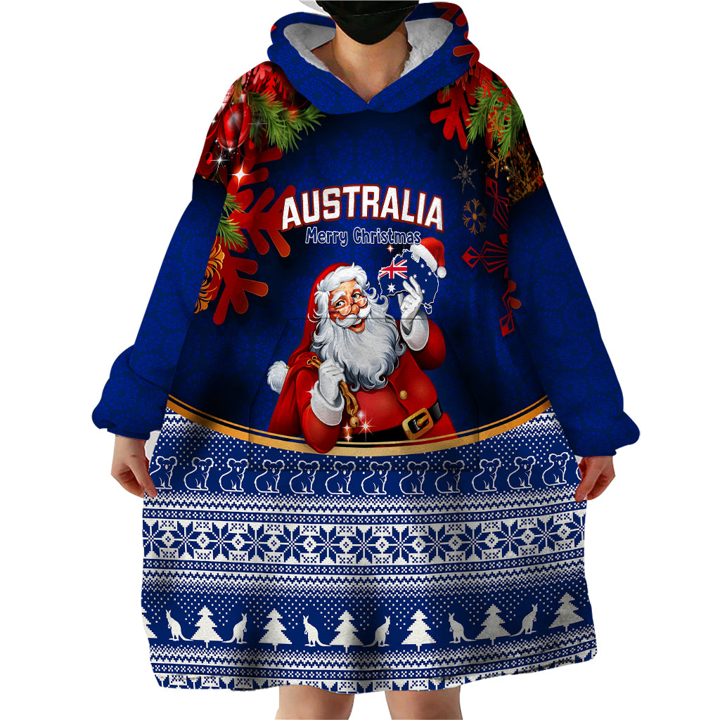 personalised-christmas-in-july-wearable-blanket-hoodie-happy-santa-claus-with-australia-map-blue-style