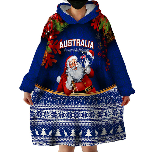 personalised-christmas-in-july-wearable-blanket-hoodie-happy-santa-claus-with-australia-map-blue-style