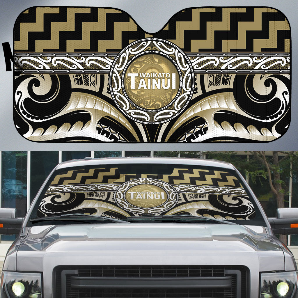 Aotearoa Waikato Tainui Auto Sun Shade Maori Iwi Poutama Puhoro Tattoo