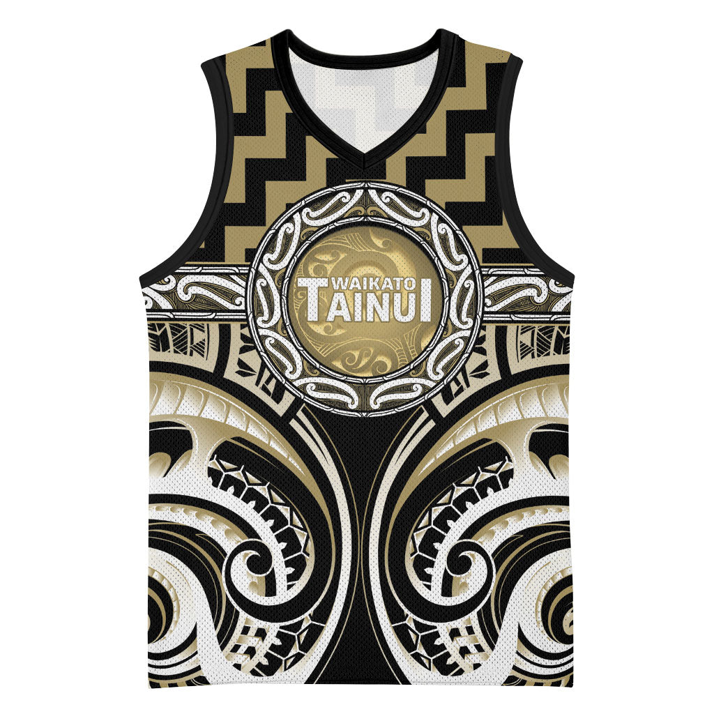 Aotearoa Waikato Tainui Personalised Basketball Jersey Maori Iwi Poutama Puhoro Tattoo