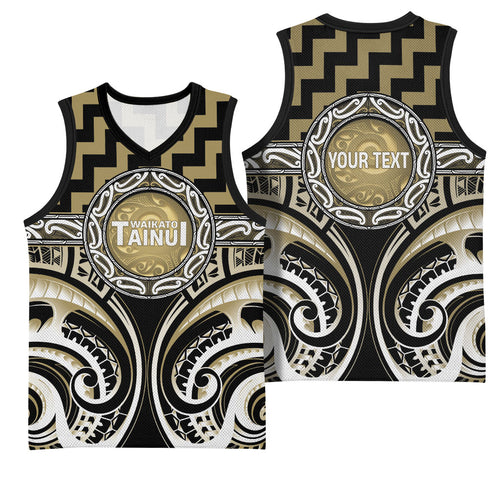 Aotearoa Waikato Tainui Personalised Basketball Jersey Maori Iwi Poutama Puhoro Tattoo