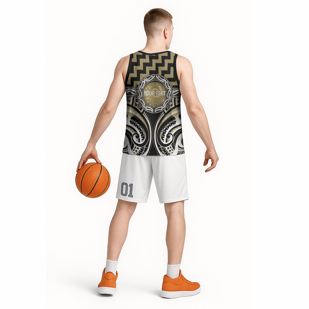 Aotearoa Waikato Tainui Personalised Basketball Jersey Maori Iwi Poutama Puhoro Tattoo
