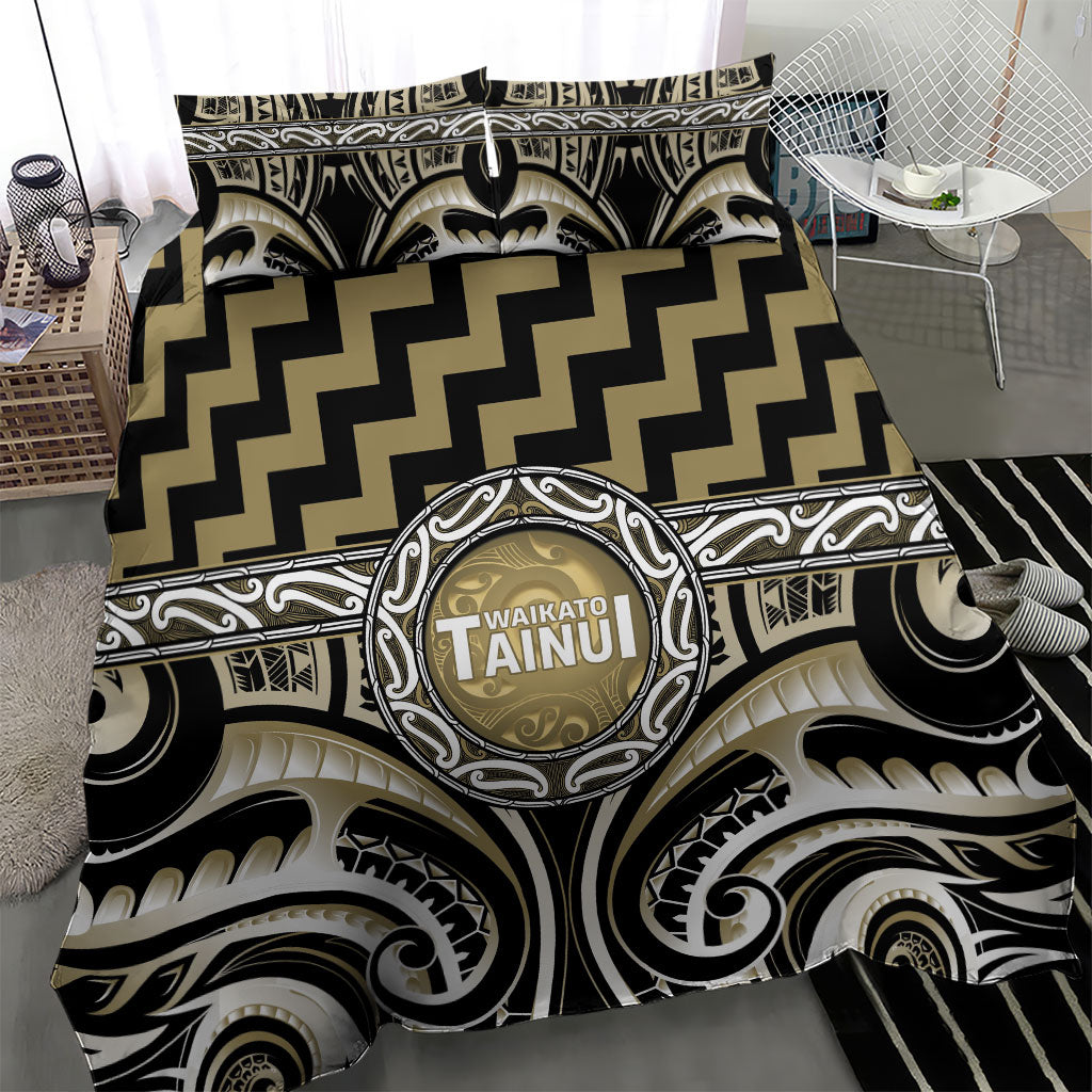 Aotearoa Waikato Tainui Bedding Set Maori Iwi Poutama Puhoro Tattoo
