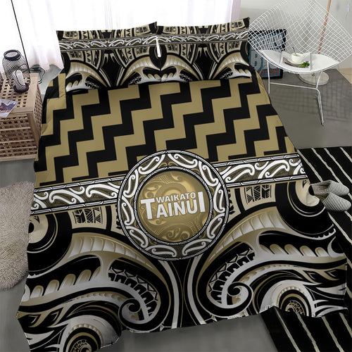 Aotearoa Waikato Tainui Bedding Set Maori Iwi Poutama Puhoro Tattoo
