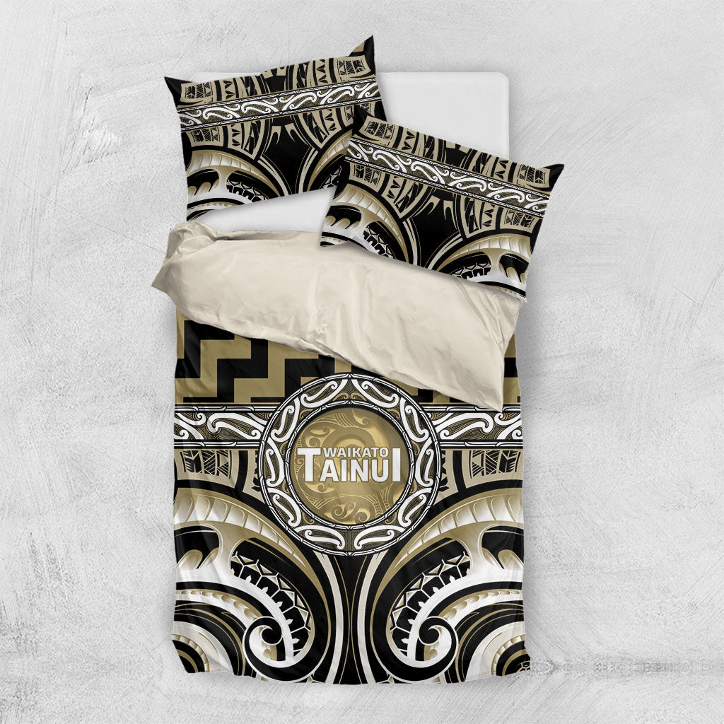 Aotearoa Waikato Tainui Bedding Set Maori Iwi Poutama Puhoro Tattoo