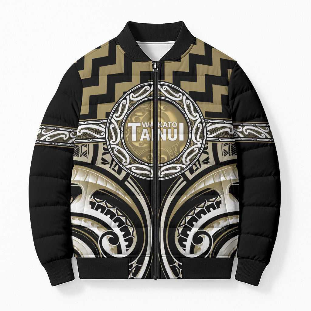 Aotearoa Waikato Tainui Personalised Bomber Puffer Jacket Maori Iwi Poutama Puhoro Tattoo