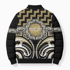 Aotearoa Waikato Tainui Personalised Bomber Puffer Jacket Maori Iwi Poutama Puhoro Tattoo