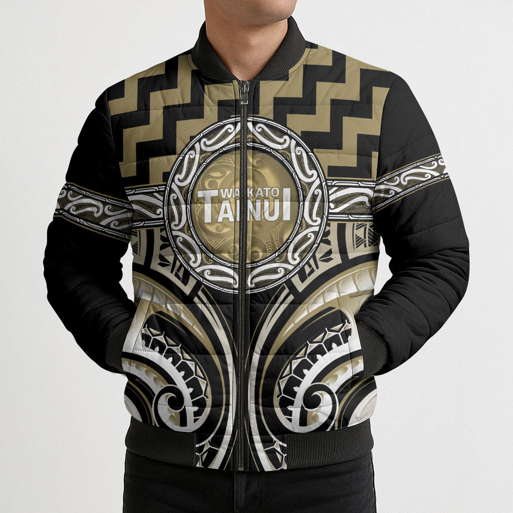Aotearoa Waikato Tainui Personalised Bomber Puffer Jacket Maori Iwi Poutama Puhoro Tattoo