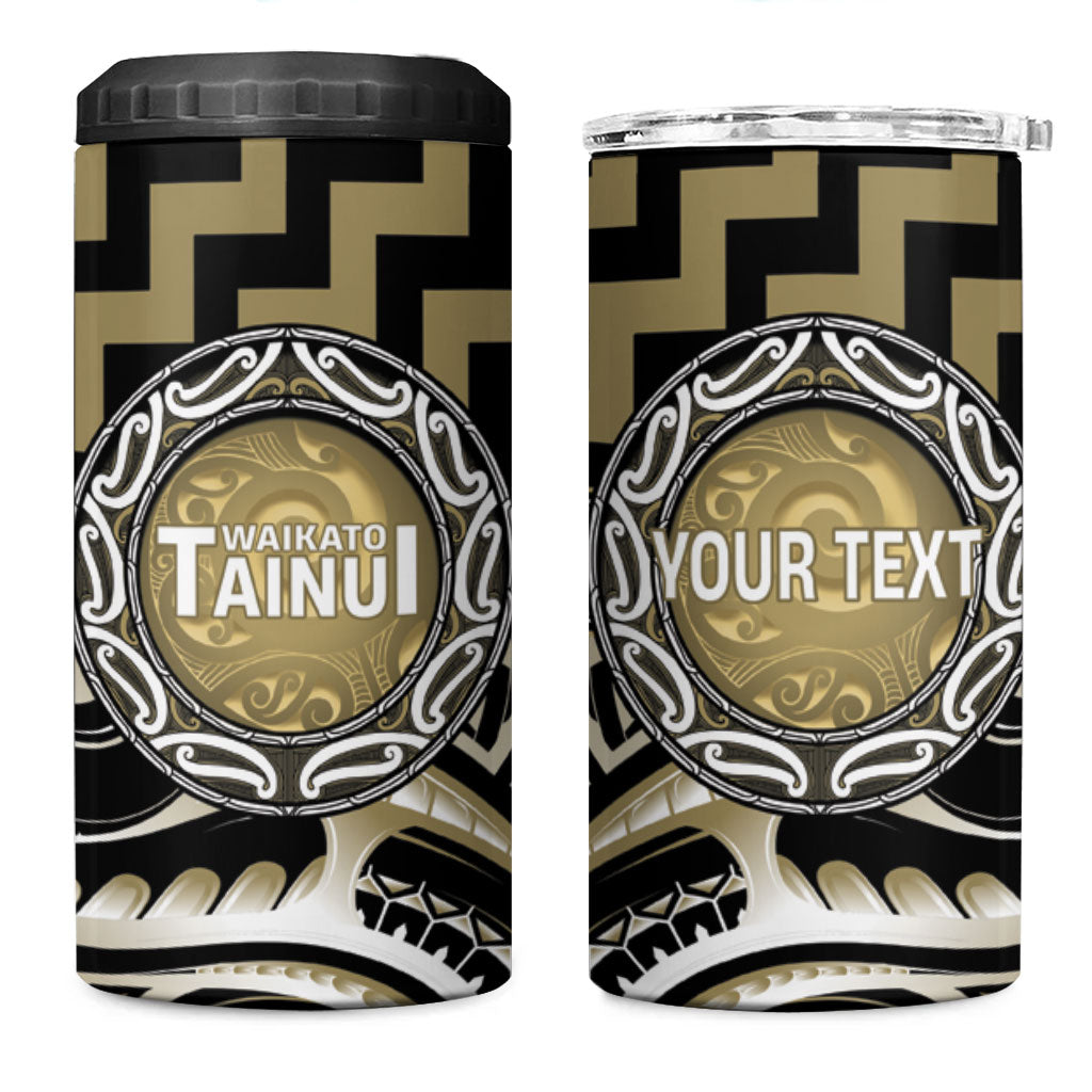 Aotearoa Waikato Tainui Personalised 4 in 1 Can Cooler Tumbler Maori Iwi Poutama Puhoro Tattoo