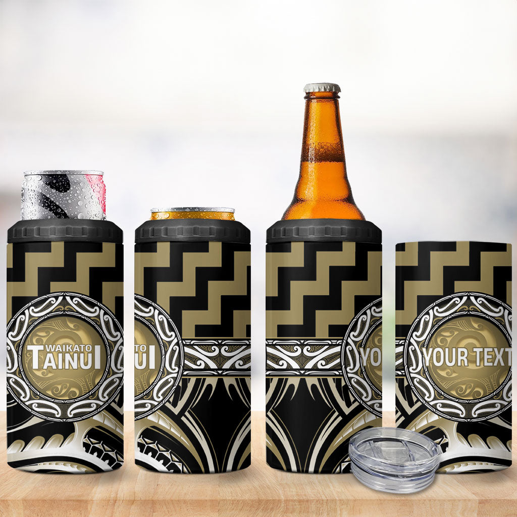Aotearoa Waikato Tainui Personalised 4 in 1 Can Cooler Tumbler Maori Iwi Poutama Puhoro Tattoo