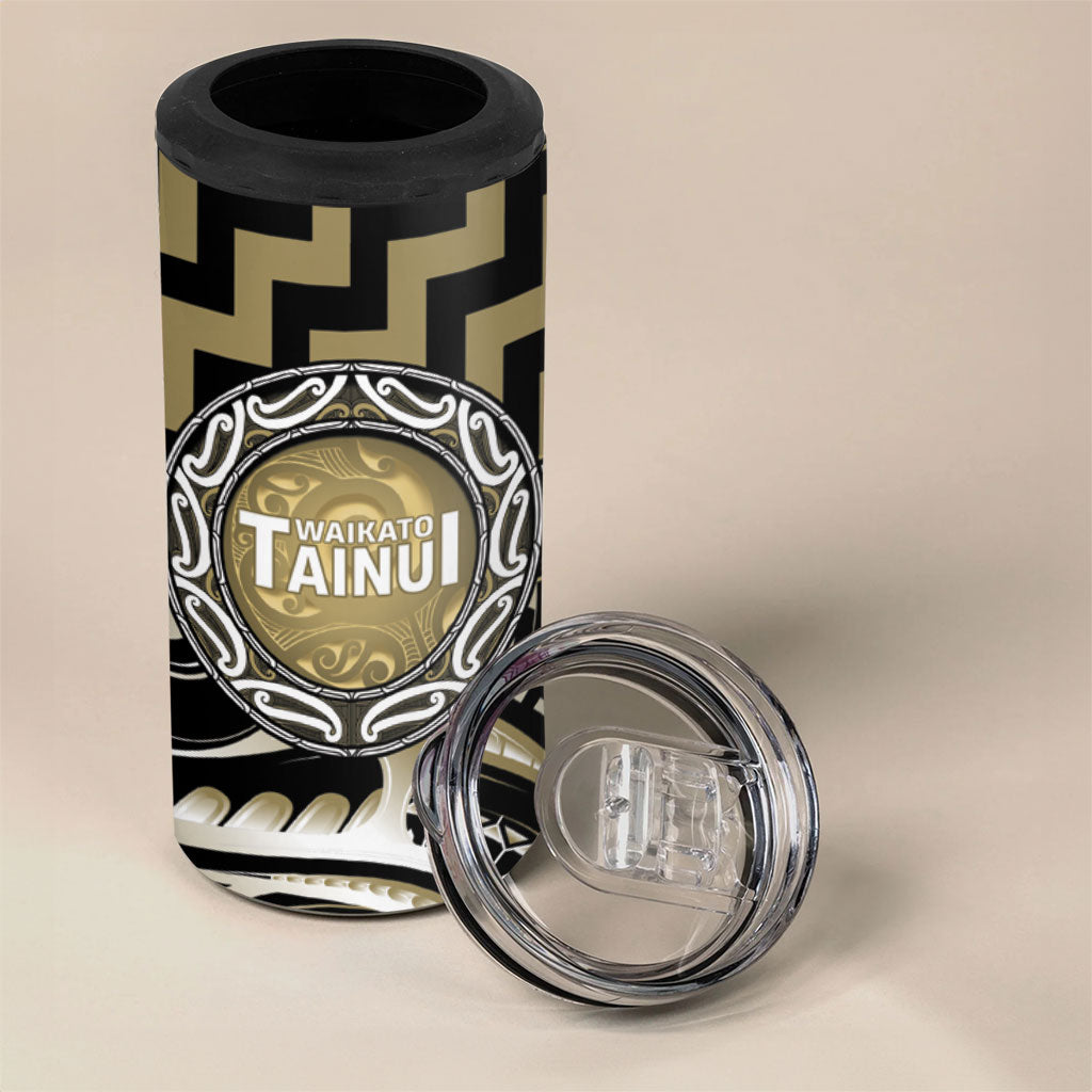 Aotearoa Waikato Tainui Personalised 4 in 1 Can Cooler Tumbler Maori Iwi Poutama Puhoro Tattoo