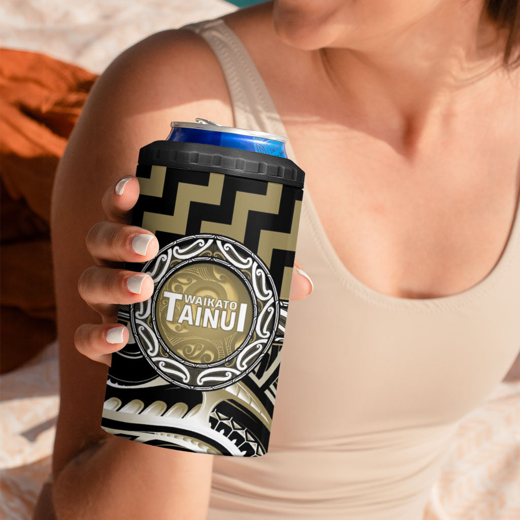 Aotearoa Waikato Tainui Personalised 4 in 1 Can Cooler Tumbler Maori Iwi Poutama Puhoro Tattoo