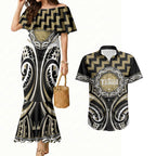 Aotearoa Waikato Tainui Personalised Couples Matching Mermaid Dress and Hawaiian Shirt Maori Iwi Poutama Puhoro Tattoo