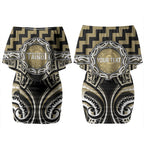 Aotearoa Waikato Tainui Personalised Couples Matching Off Shoulder Short Dress and Hawaiian Shirt Maori Iwi Poutama Puhoro Tattoo