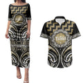 Aotearoa Waikato Tainui Personalised Couples Matching Puletasi and Hawaiian Shirt Maori Iwi Poutama Puhoro Tattoo