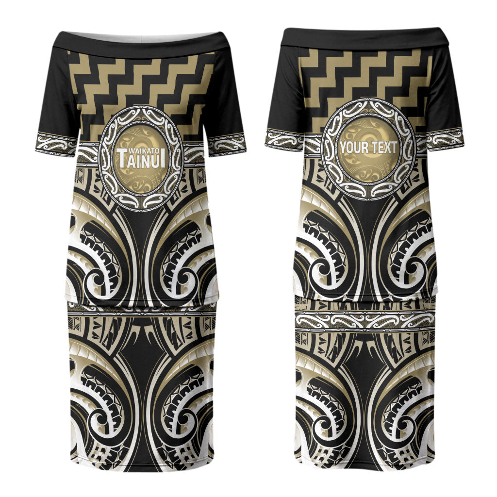 Aotearoa Waikato Tainui Personalised Couples Matching Puletasi and Hawaiian Shirt Maori Iwi Poutama Puhoro Tattoo