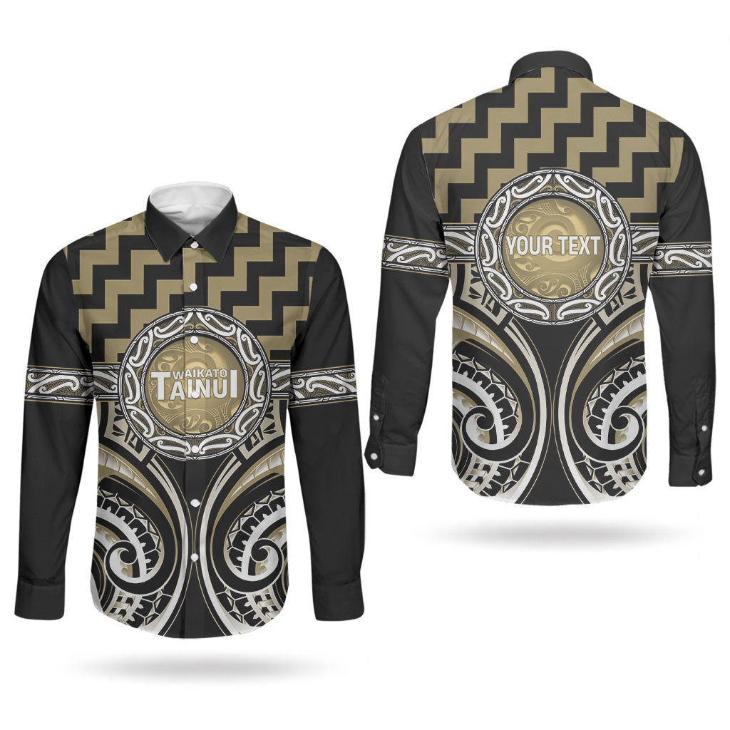 Aotearoa Waikato Tainui Personalised Couples Matching Short Sleeve Bodycon Dress and Long Sleeve Button Shirt Maori Iwi Poutama Puhoro Tattoo