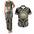 Aotearoa Waikato Tainui Personalised Couples Matching Tank Maxi Dress and Hawaiian Shirt Maori Iwi Poutama Puhoro Tattoo