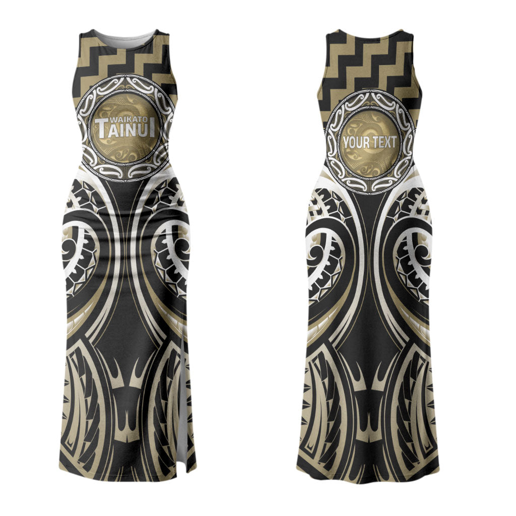 Aotearoa Waikato Tainui Personalised Couples Matching Tank Maxi Dress and Hawaiian Shirt Maori Iwi Poutama Puhoro Tattoo