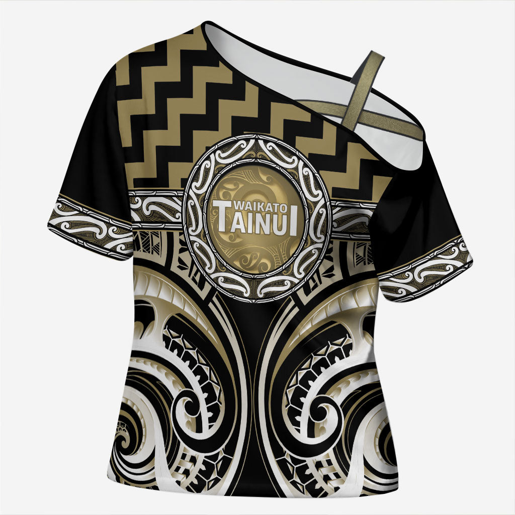 Aotearoa Waikato Tainui Personalised Cross Shoulder Shirt Maori Iwi Poutama Puhoro Tattoo