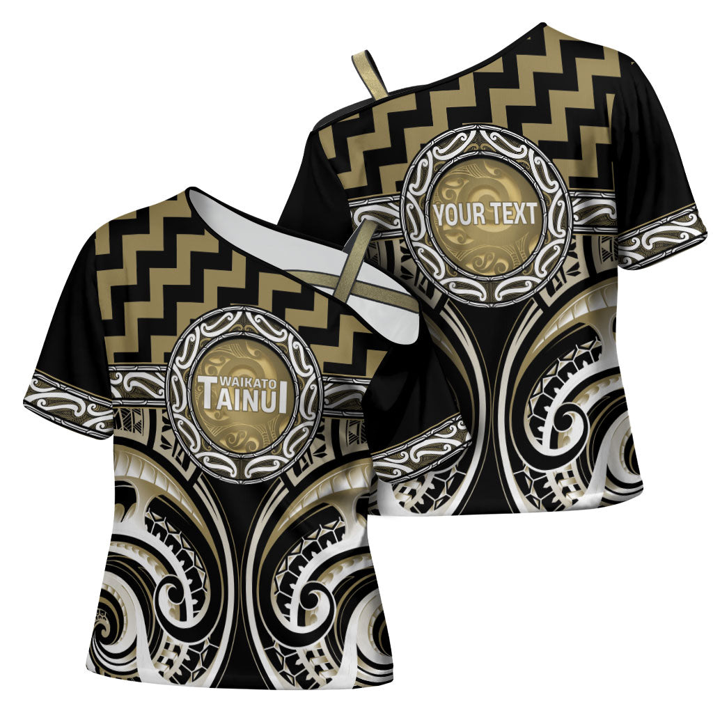 Aotearoa Waikato Tainui Personalised Cross Shoulder Shirt Maori Iwi Poutama Puhoro Tattoo