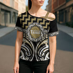 Aotearoa Waikato Tainui Personalised Cross Shoulder Shirt Maori Iwi Poutama Puhoro Tattoo