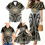 Aotearoa Waikato Tainui Personalised Family Matching Mermaid Dress and Hawaiian Shirt Maori Iwi Poutama Puhoro Tattoo