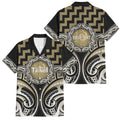 Aotearoa Waikato Tainui Personalised Family Matching Off The Shoulder Long Sleeve Dress and Hawaiian Shirt Maori Iwi Poutama Puhoro Tattoo