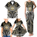 Aotearoa Waikato Tainui Personalised Family Matching Tank Maxi Dress and Hawaiian Shirt Maori Iwi Poutama Puhoro Tattoo