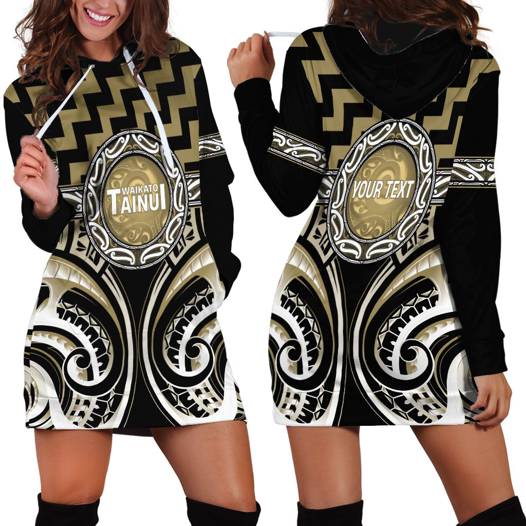 Aotearoa Waikato Tainui Personalised Hoodie Dress Maori Iwi Poutama Puhoro Tattoo