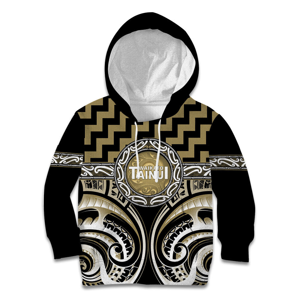 Aotearoa Waikato Tainui Personalised Kid Hoodie Maori Iwi Poutama Puhoro Tattoo