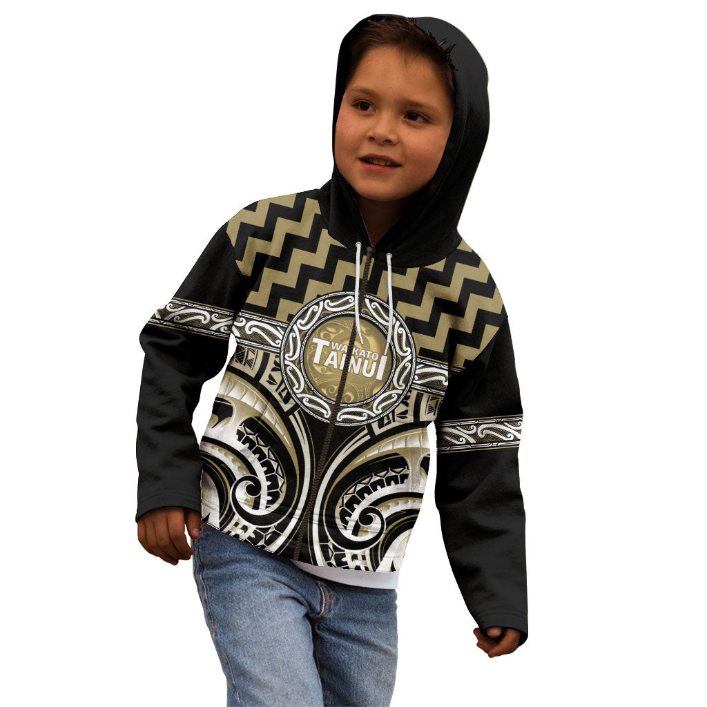 Aotearoa Waikato Tainui Personalised Kid Hoodie Maori Iwi Poutama Puhoro Tattoo
