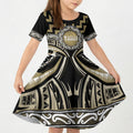 Aotearoa Waikato Tainui Personalised Kid Short Sleeve Dress Maori Iwi Poutama Puhoro Tattoo