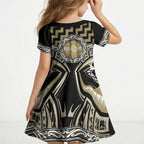 Aotearoa Waikato Tainui Personalised Kid Short Sleeve Dress Maori Iwi Poutama Puhoro Tattoo