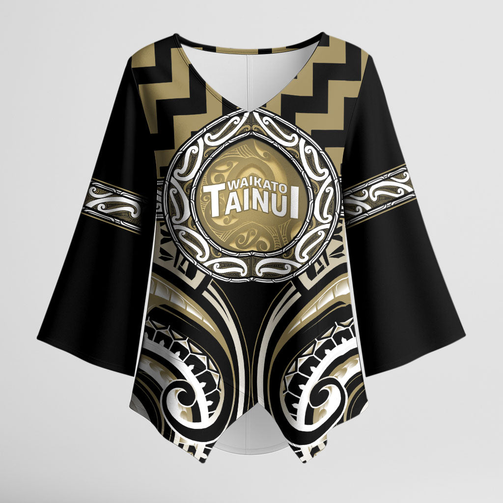 Aotearoa Waikato Tainui Personalised Kimono Sleeve Blouse Maori Iwi Poutama Puhoro Tattoo