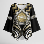 Aotearoa Waikato Tainui Personalised Kimono Sleeve Blouse Maori Iwi Poutama Puhoro Tattoo