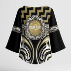 Aotearoa Waikato Tainui Personalised Kimono Sleeve Blouse Maori Iwi Poutama Puhoro Tattoo