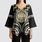 Aotearoa Waikato Tainui Personalised Kimono Sleeve Blouse Maori Iwi Poutama Puhoro Tattoo