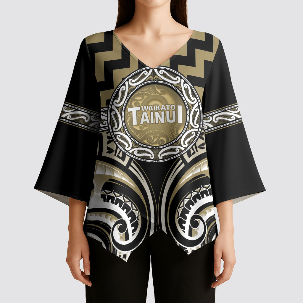 Aotearoa Waikato Tainui Personalised Kimono Sleeve Blouse Maori Iwi Poutama Puhoro Tattoo