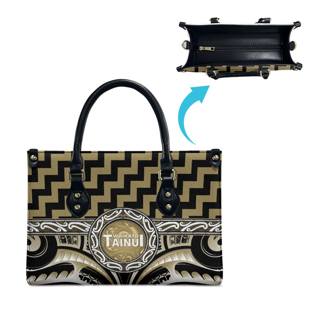 Aotearoa Waikato Tainui Leather Bag Maori Iwi Poutama Puhoro Tattoo