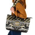 Aotearoa Waikato Tainui Leather Tote Bag Maori Iwi Poutama Puhoro Tattoo