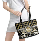 Aotearoa Waikato Tainui Leather Tote Bag Maori Iwi Poutama Puhoro Tattoo
