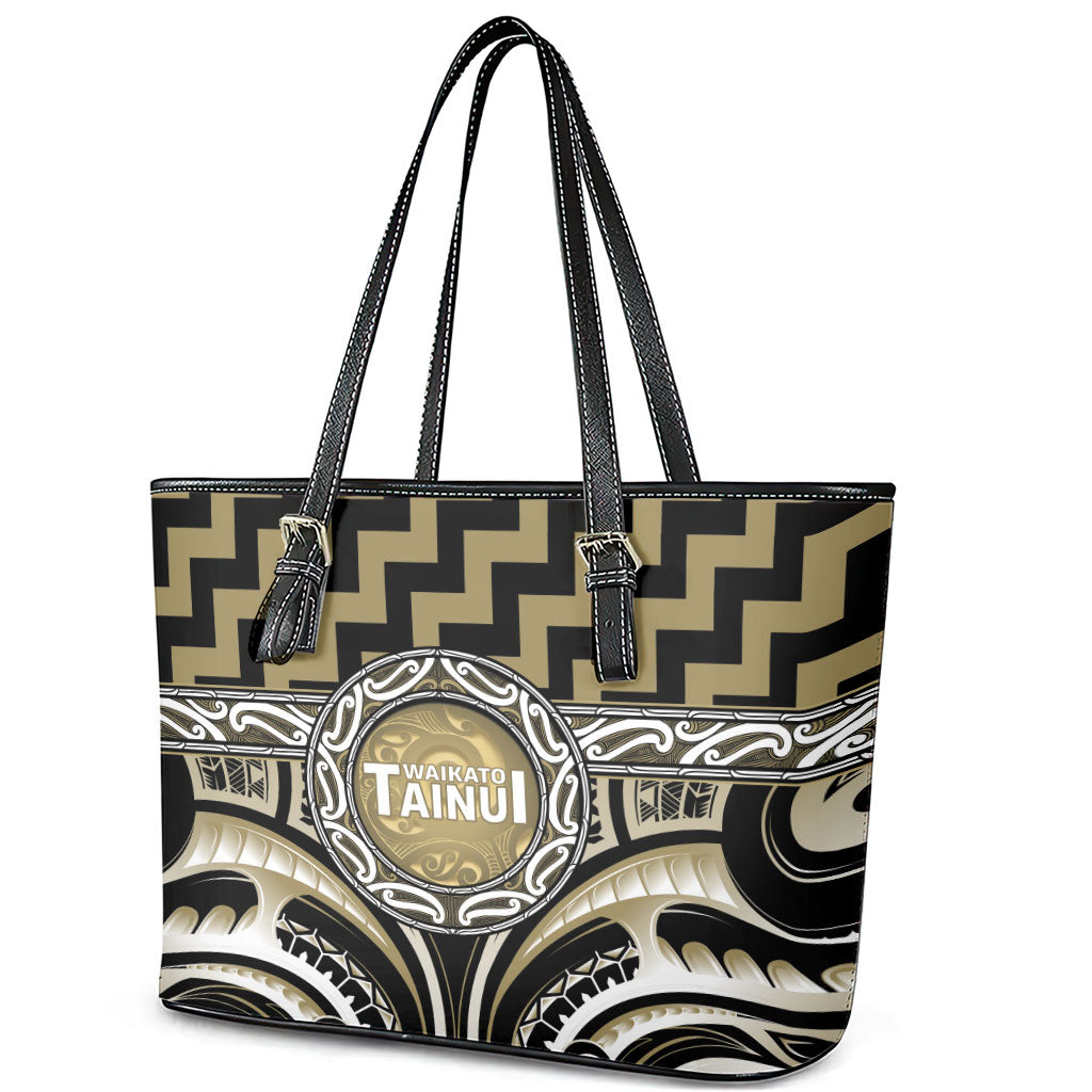 Aotearoa Waikato Tainui Leather Tote Bag Maori Iwi Poutama Puhoro Tattoo