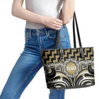 Aotearoa Waikato Tainui Leather Tote Bag Maori Iwi Poutama Puhoro Tattoo